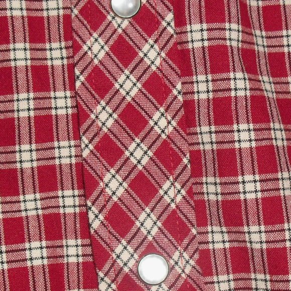 Tommy Hilfiger $75 Pearl Button Red Plaid Long Sleeve Shirt Mens sz. Large New - Picture 2 of 4